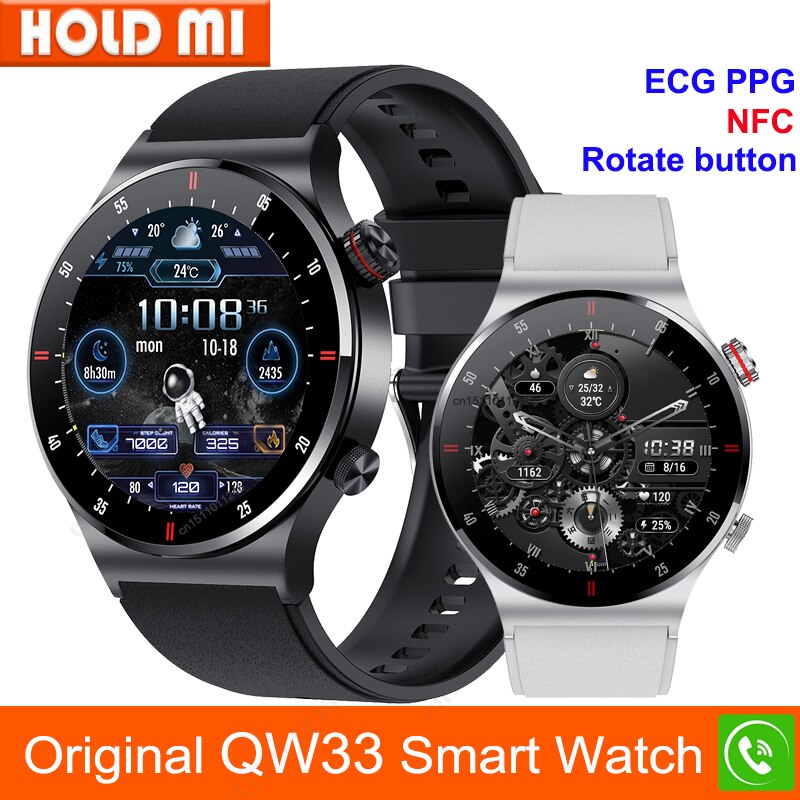 QW33 Ʈ ġ  ȭ NFC ECG + PPG   ȸ ư  ƮϽ Smartwatch ȵ̵ IOS